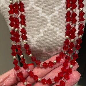 Elegant Red Beaded Necklace